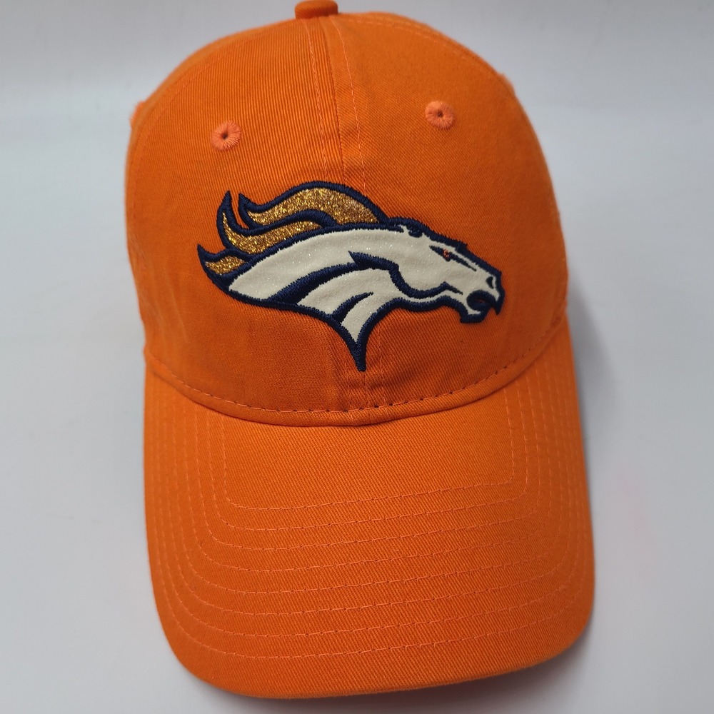 Women Denver Broncos Hat Strapback New Era 9Twenty Orange White NFL Glitter Logo